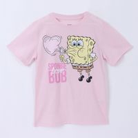 Polera Manga Corta Niño Rosado Corazon Bob Esponja