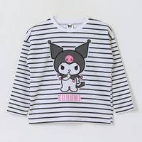 Polera Manga Larga Niña Rayas Kuromi Blanco Hello Kitty