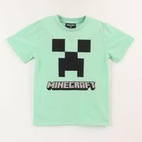 Polera Manga Corta Niño Verde Creeper Face Minecraft