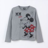 Polera Manga Larga Niña Minnie Mouse Gris Disney