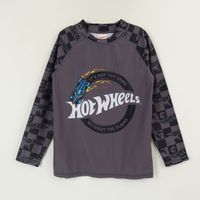 Polera UV Manga Larga Niño Negro Logo Hot Wheels