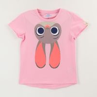 Polera Manga Corta Niña Rosado Hopps Face Zootopia Disney