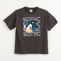 Polera Manga Corta Niño Gris Face Lentejuelas Sonic