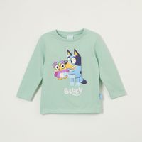 Polera Manga Larga Niño Peluche Verde Bluey