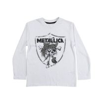 Polera Manga Larga Niño Calavera Blanco Metallica