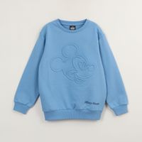 Poleron Cerrado Niño Mickey Relieve Emboss Azul Disney
