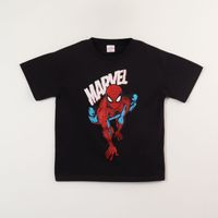 Polera Manga Corta Niño Negro Spiderman Marvel