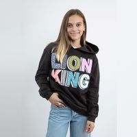 Polerón Mujer Rey León Letras Lavado Negro Disney