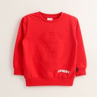 Poleron Cerrado Niño Spidey Relieve Emboss Rojo Marvel
