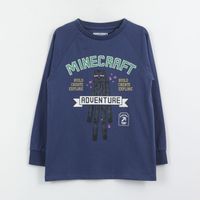 Polera Manga Larga Niño Adventure Ender Man Azul Minecraft