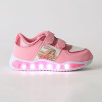 Zapatilla Luces Niña Velcro Brillos Rosado Barbie