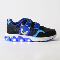 Zapatilla Luces Niño Velcro Negro Sonic