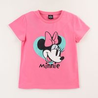 Polera Manga Corta Niña Rosado Minnie Mouse Disney