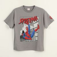 Polera Manga Corta Niño Gris City Spiderman Marvel