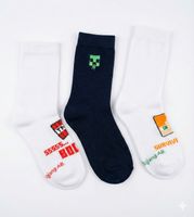 Tripack Calcetines Escolares Niño Creepers Blanco Minecraft