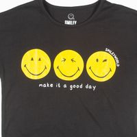 Polera Niña Make It A Good Day Negro SmileyWorld ®
