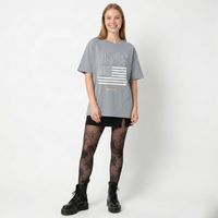 Polera Manga Corta Mujer Bandera Gris ACDC