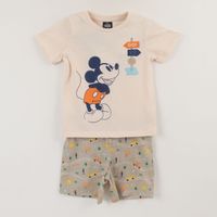 Pijama Manga Corta Niño Beige Go Mickey Disney
