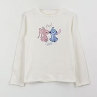 Polera Manga Larga Niña Rib Lilo & Stitch Blanco Disney