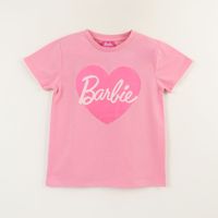 Polera Manga Corta Niña Rosado Logo Barbie