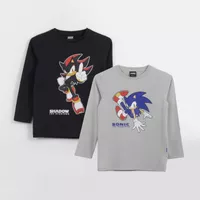 Bipack Polera Manga Larga Niño Shadow & Sonic Negro Sonic