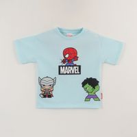 Polera Manga Corta Niño Turquesa Personajes Spidey Marvel