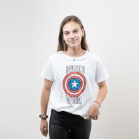 Polera Mujer Capitan America Super Blanco Marvel