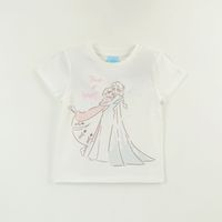 Polera Manga Corta Niña Blanco Elsa & Anna Frozen Disney