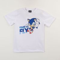 Polera Manga Corta Niño Blanco Sonic Time To Fly Sonic