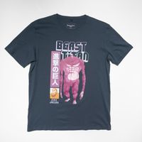 Polera Hombre  Attack On Titan Beast Azul Marino