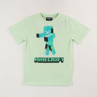 Polera Manga Corta Niño Verde Drowned Minecraft