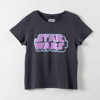 Polera Manga Corta Mujer Logo Negro Star Wars