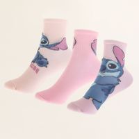 Tripack Calcetines Niña Rosado Varias Poses Stitch Disney
