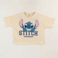 Polera Manga Corta Niña Beige Cara Lilo & Stitch Disney