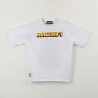 Polera Manga Corta Niño Blanco Back Print Creeper Minecraft