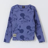 Polera Manga Larga Niña Rib Print Minnie Mouse Azul Disney