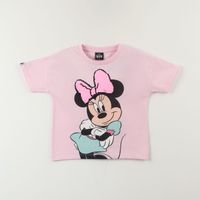 Polera Manga Corta Niña Rosado Minnie Lentejuelas Disney