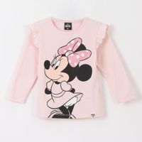 Polera Manga Larga Niña Vuelos Minnie Rosado Disney