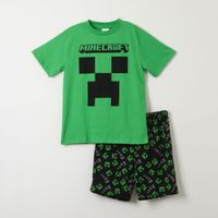 Pijama Corto Niño Minecraft Icono Verde Minecraft