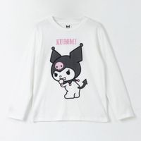 Polera Manga Larga Niña Kuromi Blanco Hello Kitty