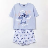 Pijama Manga Corta Mujer Celeste Flores Lilo & Stitch Disney