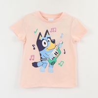 Polera Manga Corta Niña Naranjo Musica Bluey