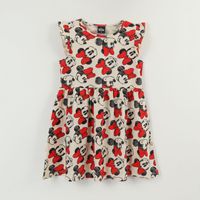 Vestido Sin Manga y Collet Niña Blanco Print Minnie Disney
