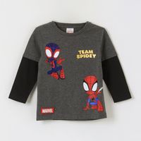 Polera Doble Manga Niño Team Spidey Gris Marvel