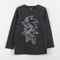 Polera Manga Larga Niño Diseño Lineal Gris Sonic