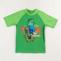 Polera UV Manga Corta Niño Verde Creeper & Zombie Minecraft