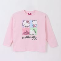 Polera Manga Larga Niña Diseño Mosaico Rosado Hello Kitty