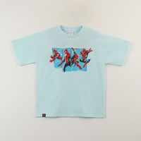 Polera Manga Corta Niño Celeste Saltando Spiderman Marvel
