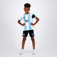 Polera Manga Corta Niño Argentina Blanco Con Negro Messi