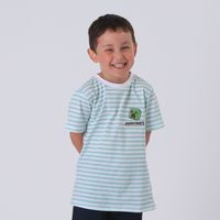 Polera Manga Corta Niño Verde Rayas Creeper Minecraft